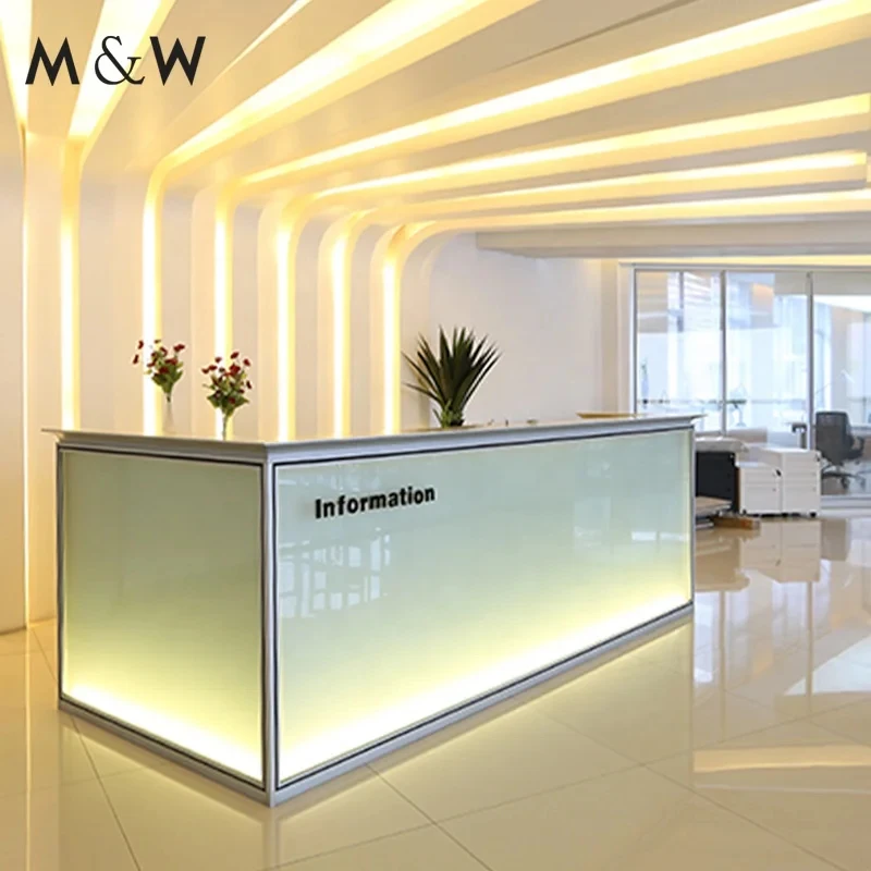 custom.&Factory Customized Modern Style L-Shape Reception Desk Hotel Hospital & School Use