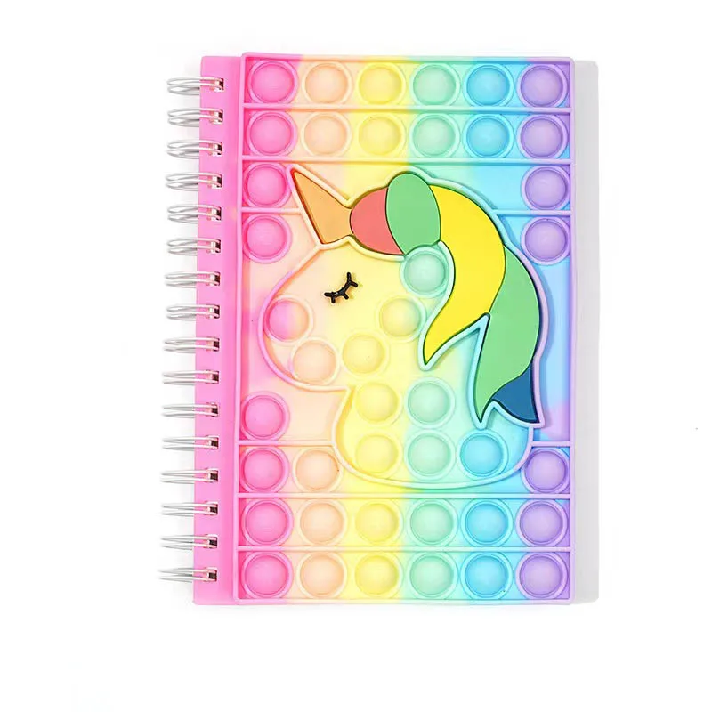 Cute cartoon unicorn coil book decompression silicone bubble notebook student color loose-leaf notepad exquisite gift