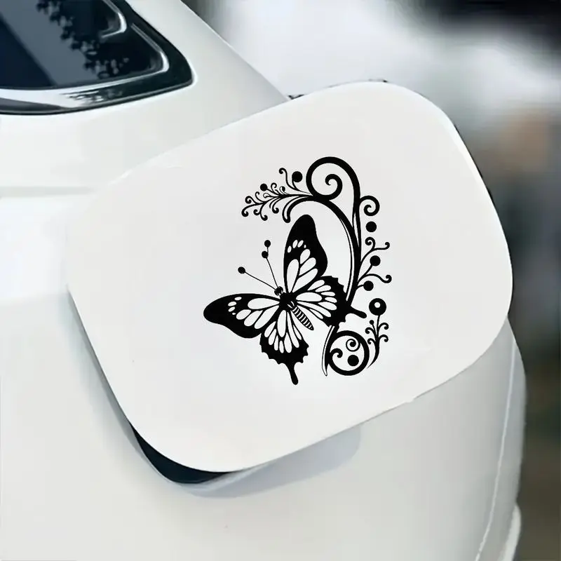 Waterproof Sticker for Car Window Bumper Decor1Pc Black White Butterfly Flower Swirl