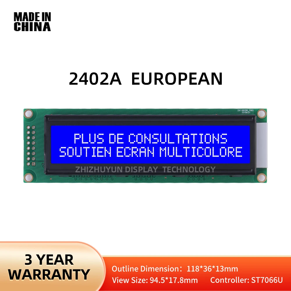 Módulo LCD europeo LCD2402A, película Azul 2402, pantalla de visualización LCM, 24x02