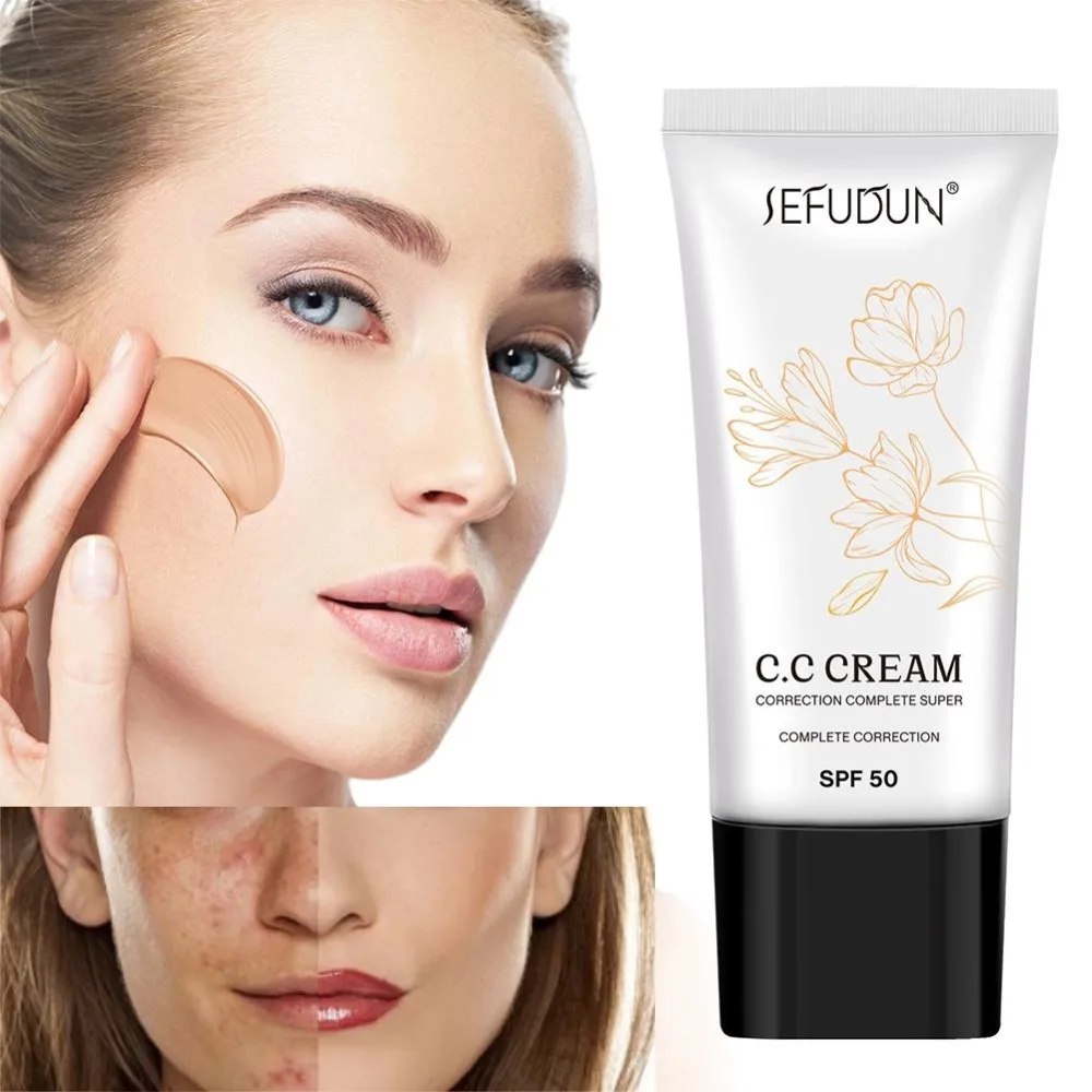 30ml SPF50 Super Complete Correction C.C Cream High Coverage Concealer Base Makeup Brightening Skin Tone Light Obedient Primer