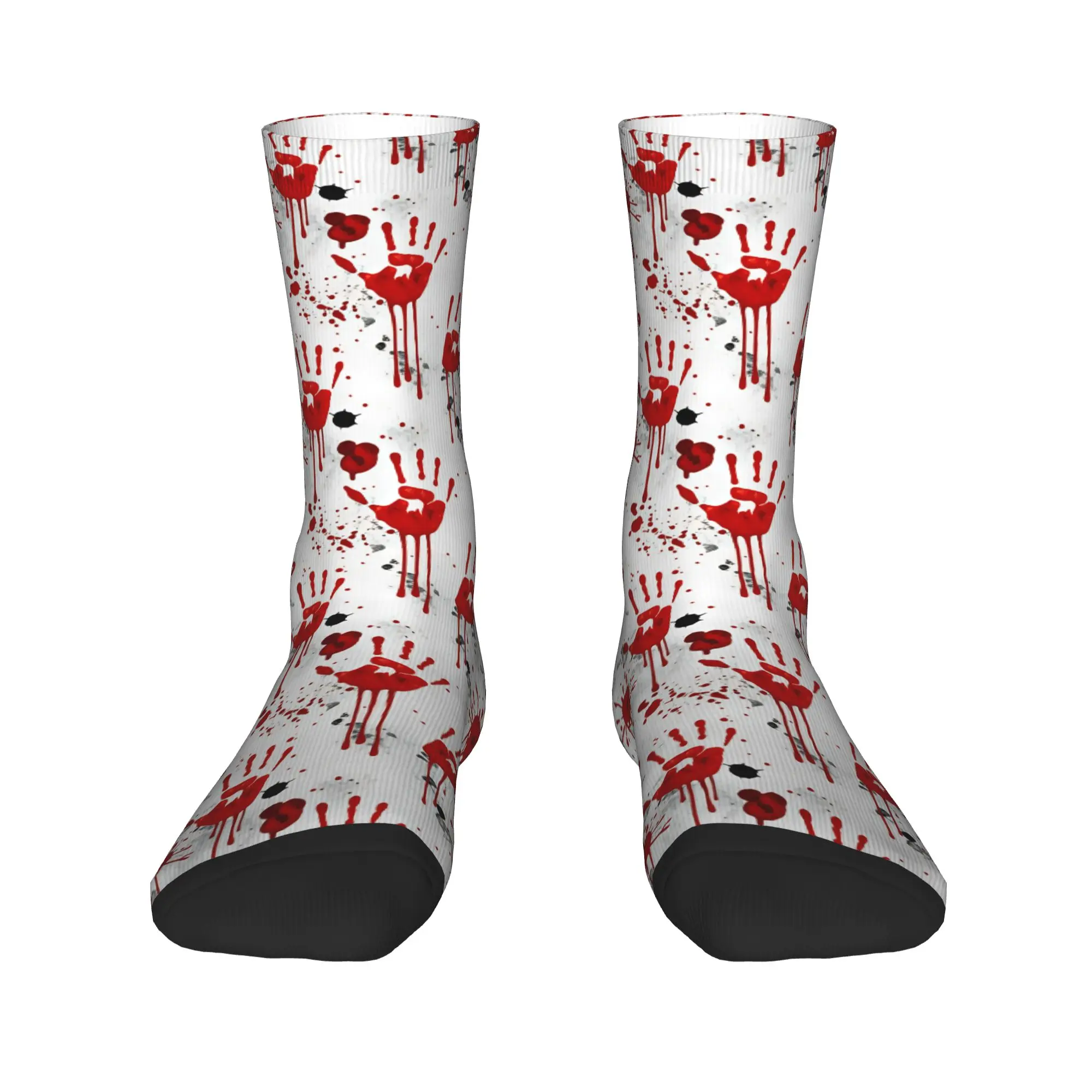 Men Socks Bloody Handprint With Dripping Blood Seamless Halloween Pattern  Stockings Anti Skid Medium Soft Socks Outdoor Socks