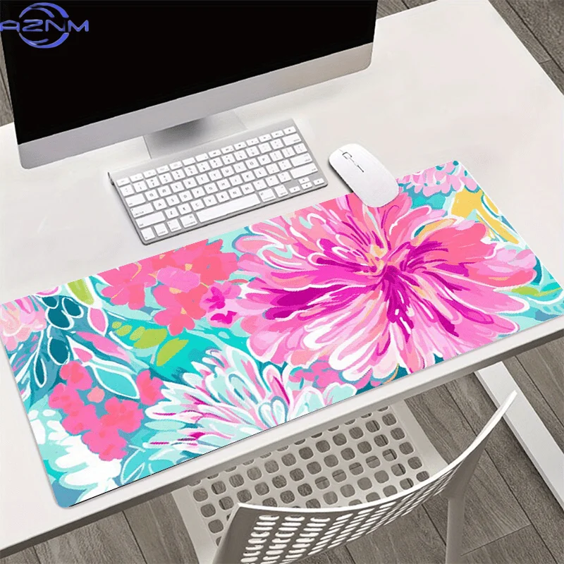 1pc Vibrant Watercolor Chrysanthemum Large Mouse Pad, Non-Slip Rubber Base, Smooth Surface for Office and Home, Perfect Gift for
