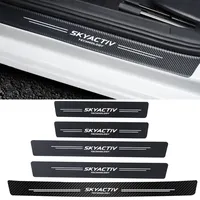 Car Door Sill Protector Threshold Strip Carbon Fiber Stickers for Mazda SKYACTIV Logo MX5 CX30 2 3 MS 6 CX5 CX9 Atenza RX8