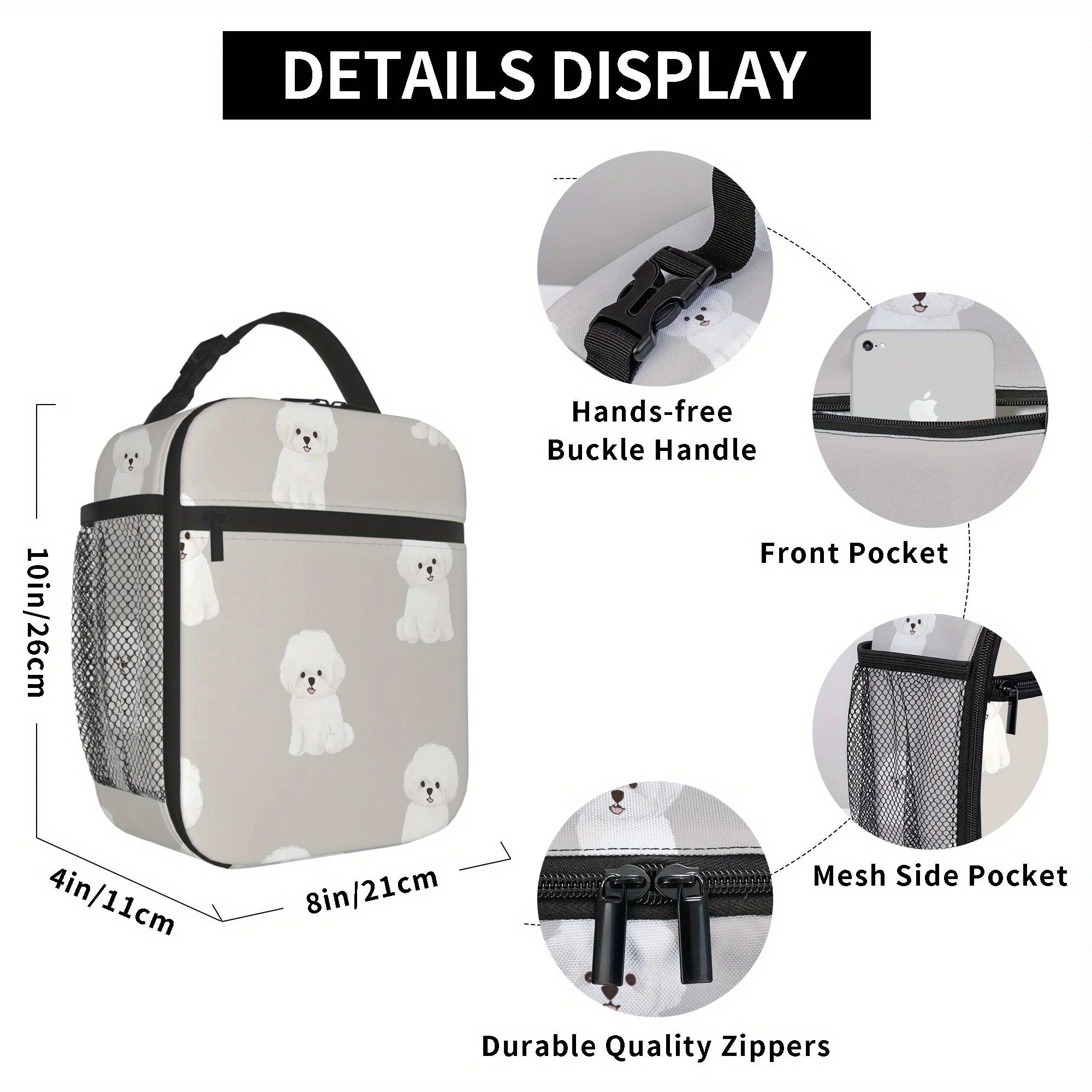 1pc an Insulated Bag Featuring a Bichon Frise Design, Not Intended for Food Contact, Ideal for Home, Dining Establishments, Work