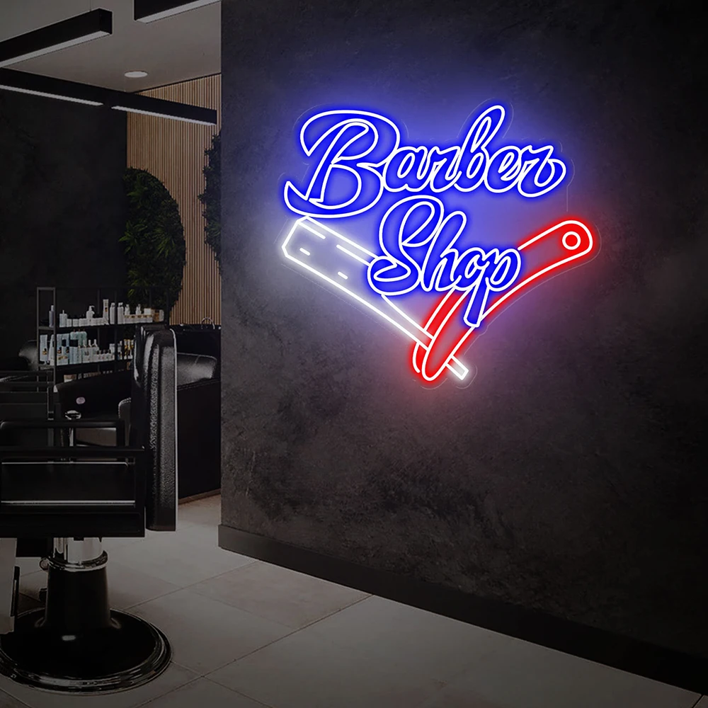 Barber Shop Neon Sign Custom Neon Sign Scissors Wall Decor Barber’s Opening Led Neon Light Business Wall Decor Personalized Gift