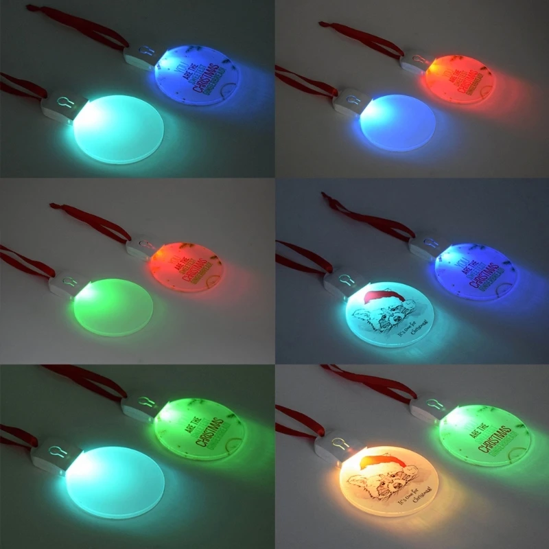 Unfinished Round Acrylic Christmas Ornaments DIY LED Light Sublimation Pendant