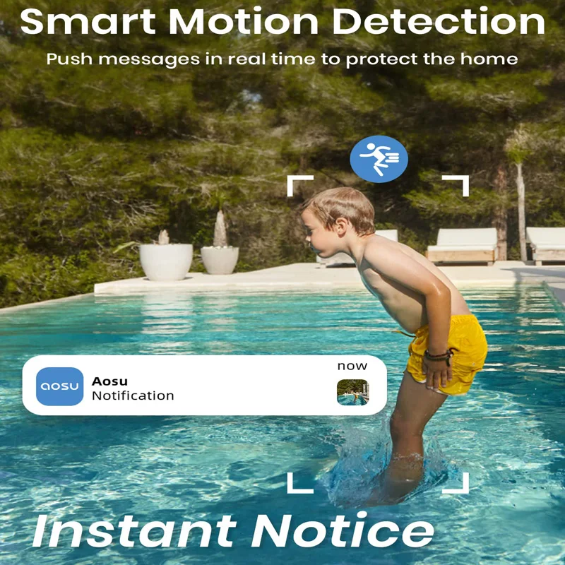 AOSU-Caméra de permission Extérieure PTZ Sans Fil, 3MP, Dispositif de Sécurité avec Vision Nocturne et Document de Communication Bidirectionnel