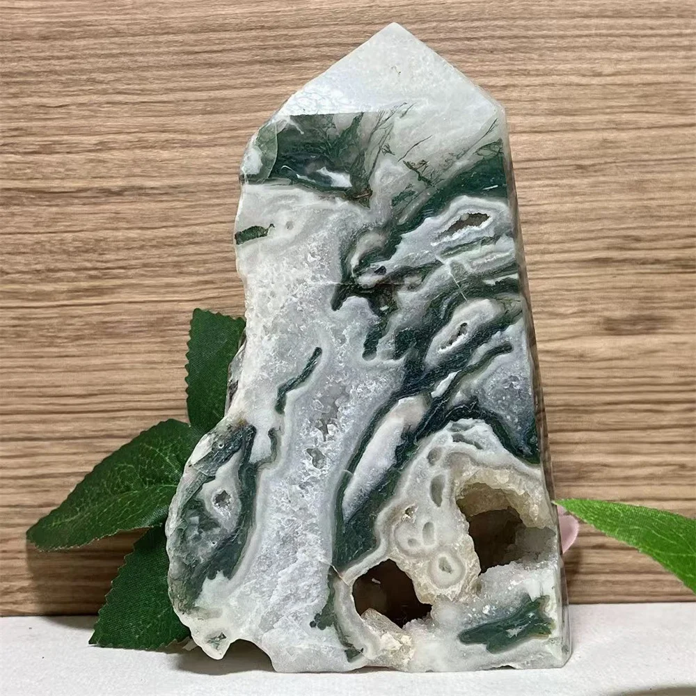

Stone Quartz Moss Agate Tower Specimen Crystal Natural Carving Minerals Energy Feng Shui Healing Spiritual Reiki Home Decoration