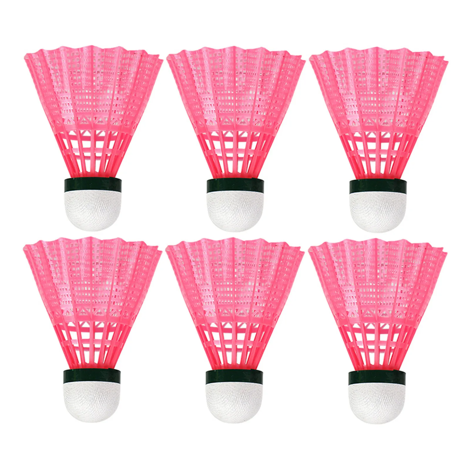 

6 шт. надежных бадминтонных воланов из нейлона, высокая стабильность, прочность, плавность удара, идеально подходят для начинающих и любителей.