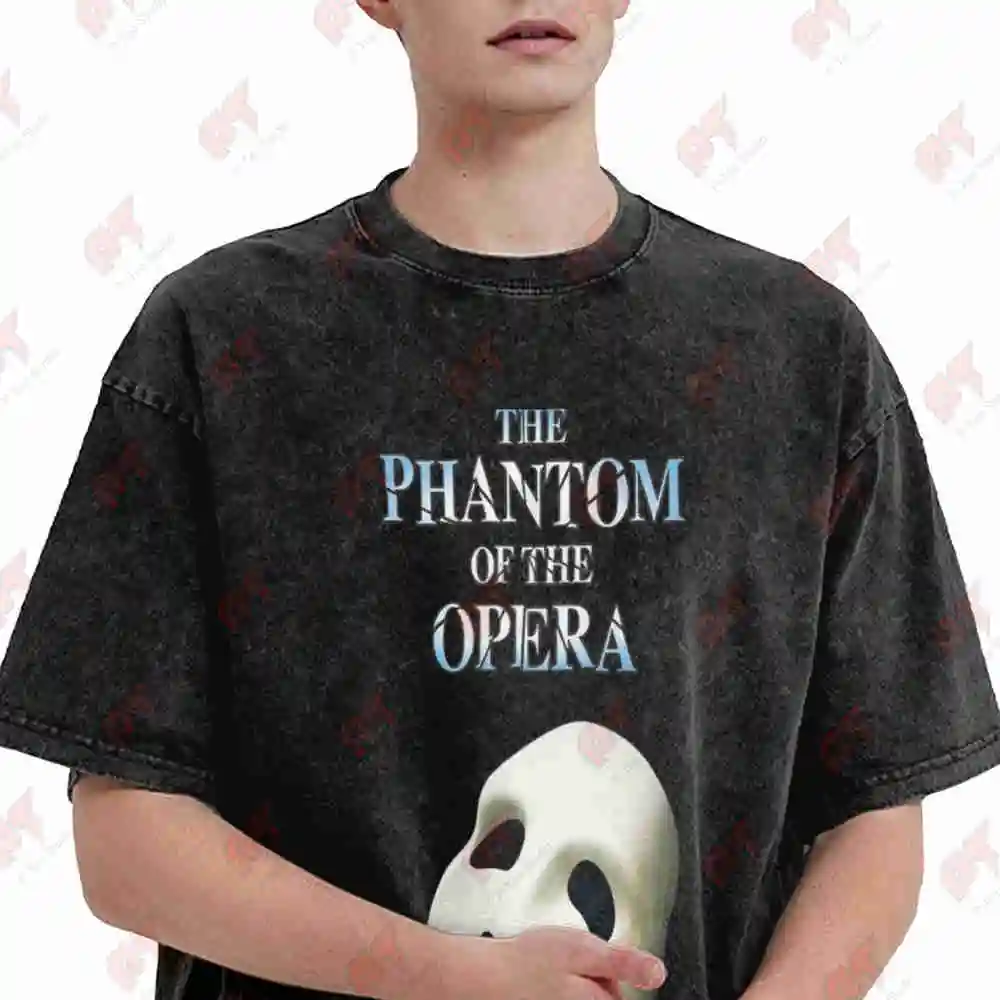 Phantom Of The Opera Mask Red Rose Vintage Washed Tee Pure Cotton T-Shirt