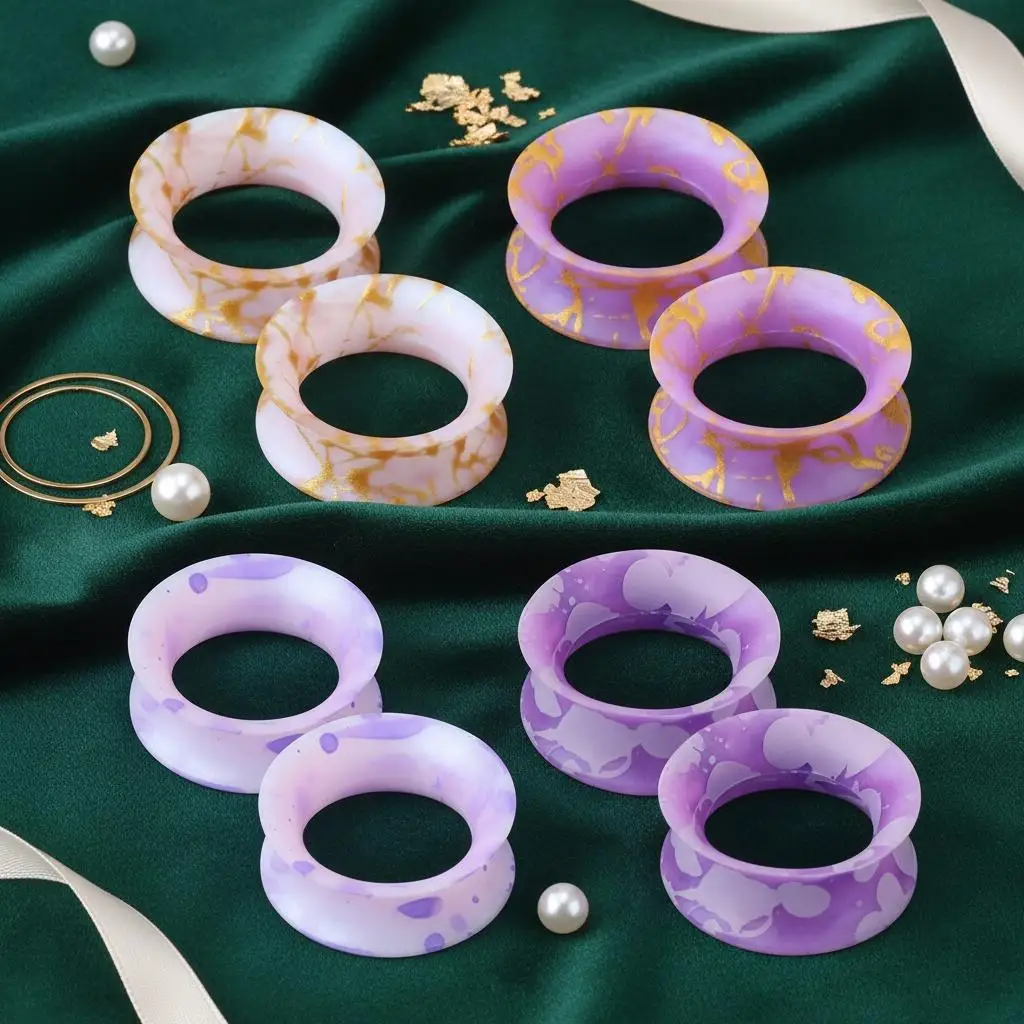 2/8PCS Flexible Silicone Ear Plug Tunnel Double Flare Ear Gauges Expander Stretching Body Piercing Jewelry for Men Women 6-16MM