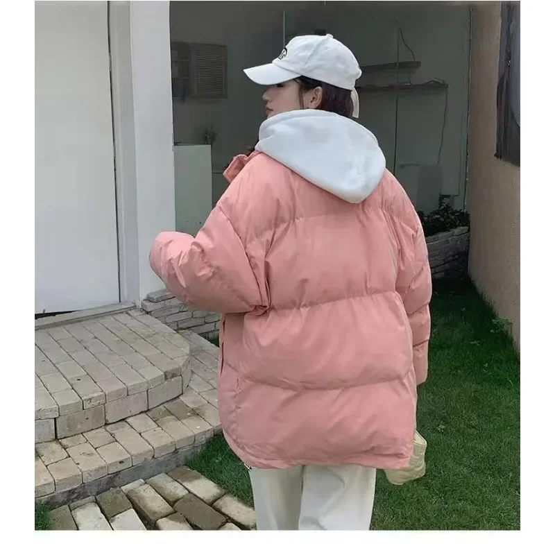 

Зимняя одежда для девочек, новая студенческая универсальная утолщенная куртка с капюшоном на хлопковой подкладке, искусственная двухсекционная куртка на хлопковой подкладке, пуховик