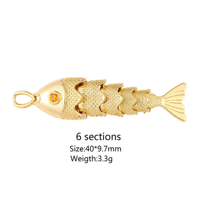 JUYA Gold Silver Tone Articulated Fish Charm Connector Koi Fish Pendant Jewelry Findings DIY Bracelet Necklace Making Accessorie view 6