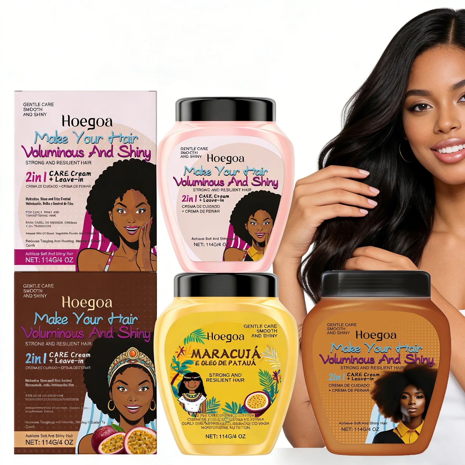 Crema Acondicionadora Sin Enjuague con Queratina Vegetal y Aceite de Argán - Reparadora y Control de Frizz para Cabello Rizado Seco y Dañado, Potenciador del Brillo