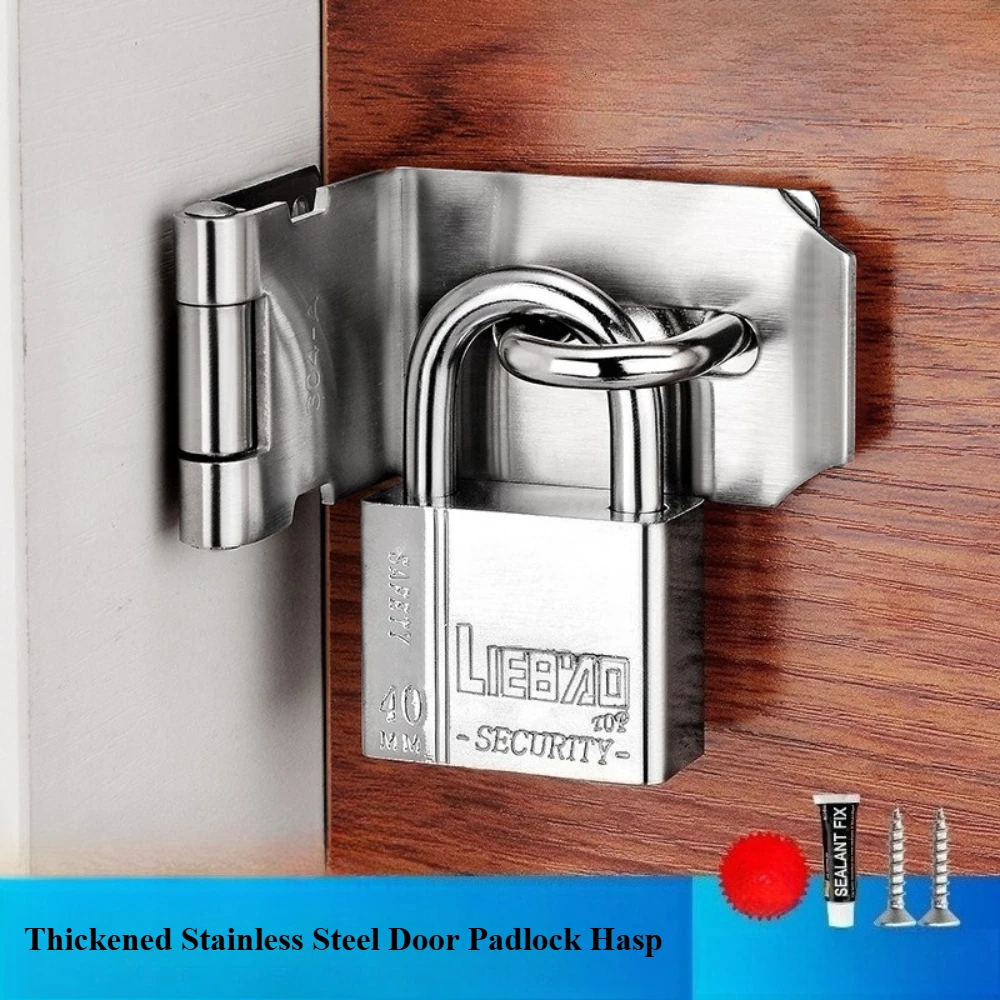

90 Degree Door Hasp Latch Angle Lock Hasp Thickened Stainless Steel Door Padlock Hasp Hinge Lock Gate Latch Lock with Screws