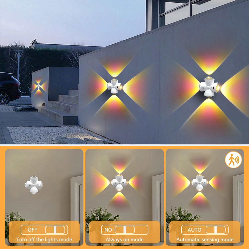 1/2/4 pièces USB rechargeable RGB LED veilleuses avec capteur de mouvement corps humain détection applique murale pour chambre escaliers couloir décor