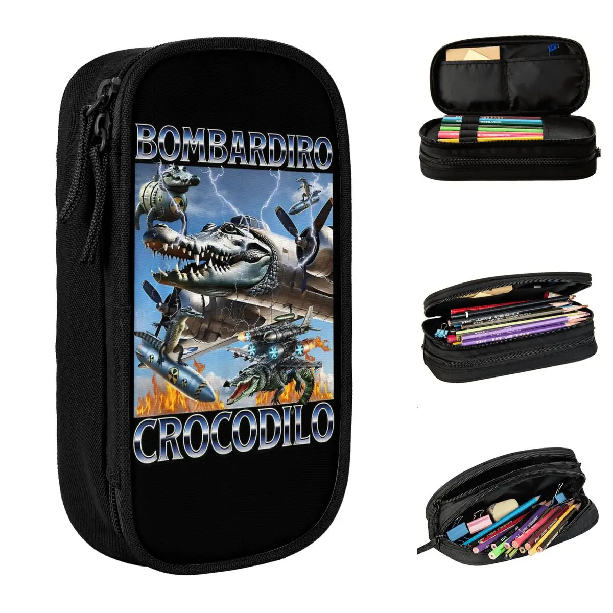 

Bombardiro Crocodilo Meme Pencil Cases Italian Brainrot Memes Pencilcases Pen Box for Girls Boys Bag Students School Gift