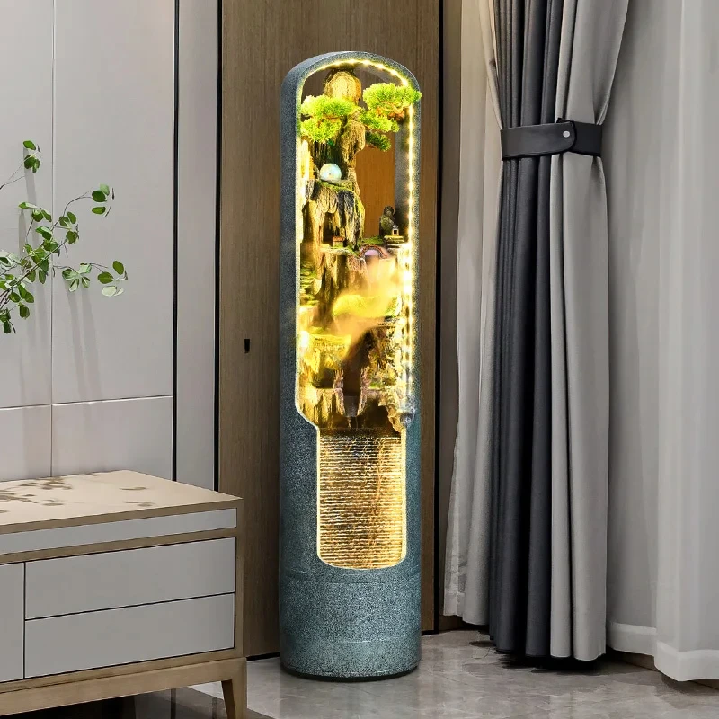 

Light luxury rockery water curtain wall flowing water ornament circulating water lucky feng shui wheel housewarming gift
