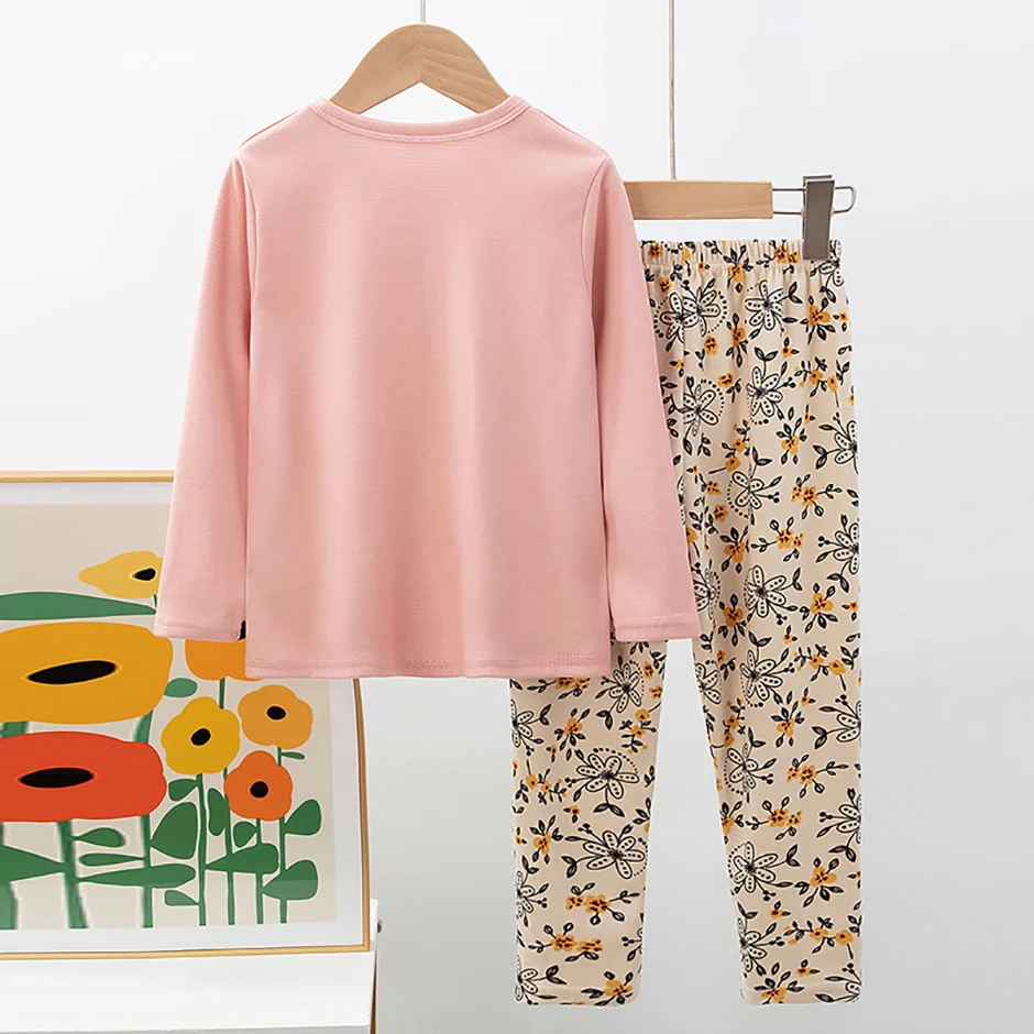 2-teiliges Kinder-Set, Jungen/Mädchen, gleicher Stil, Herbst/Winter, warm, schweißabsorbierend, bedruckt, mehrfarbig, modische Pyjamas – Detail 21