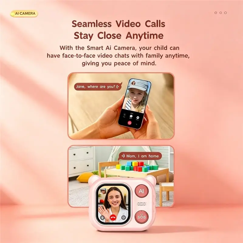 QWE-AI Photography& Learning Device For Kids, Take Photos, Record Videos, Two-Way Call Micro Chat, GPS Tracking, Dictionary