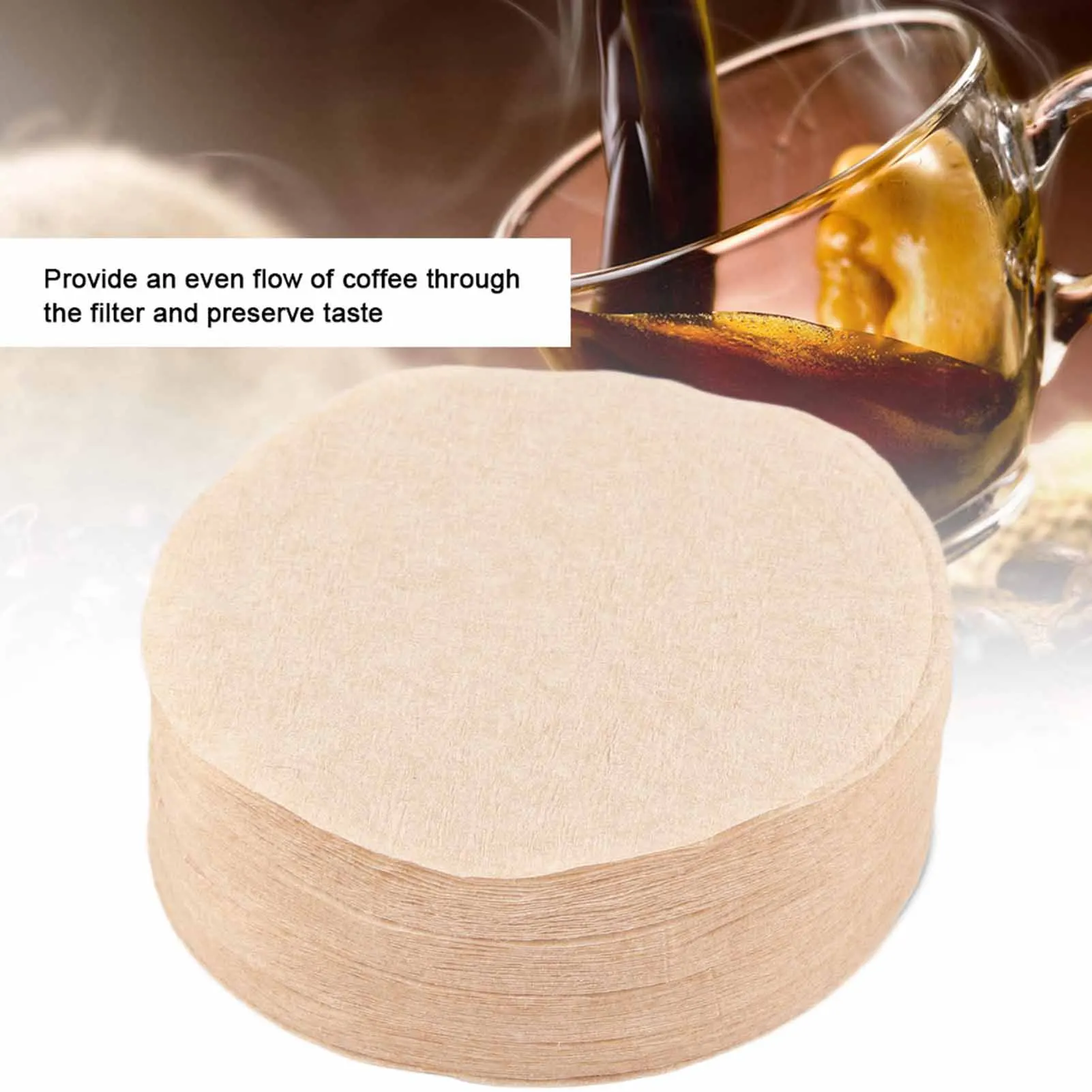 100Pcs Per Set Coffee Filter Paper Replacement Filter For Coffee Mocha (No. 6 Dia. 60mm)