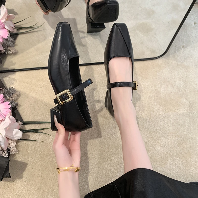 Zapatos de cuero Mary Jane para mujer, estilo británico, antideslizantes, recién llegados, elegantes, diseño francés Retro, zapatos casuales
