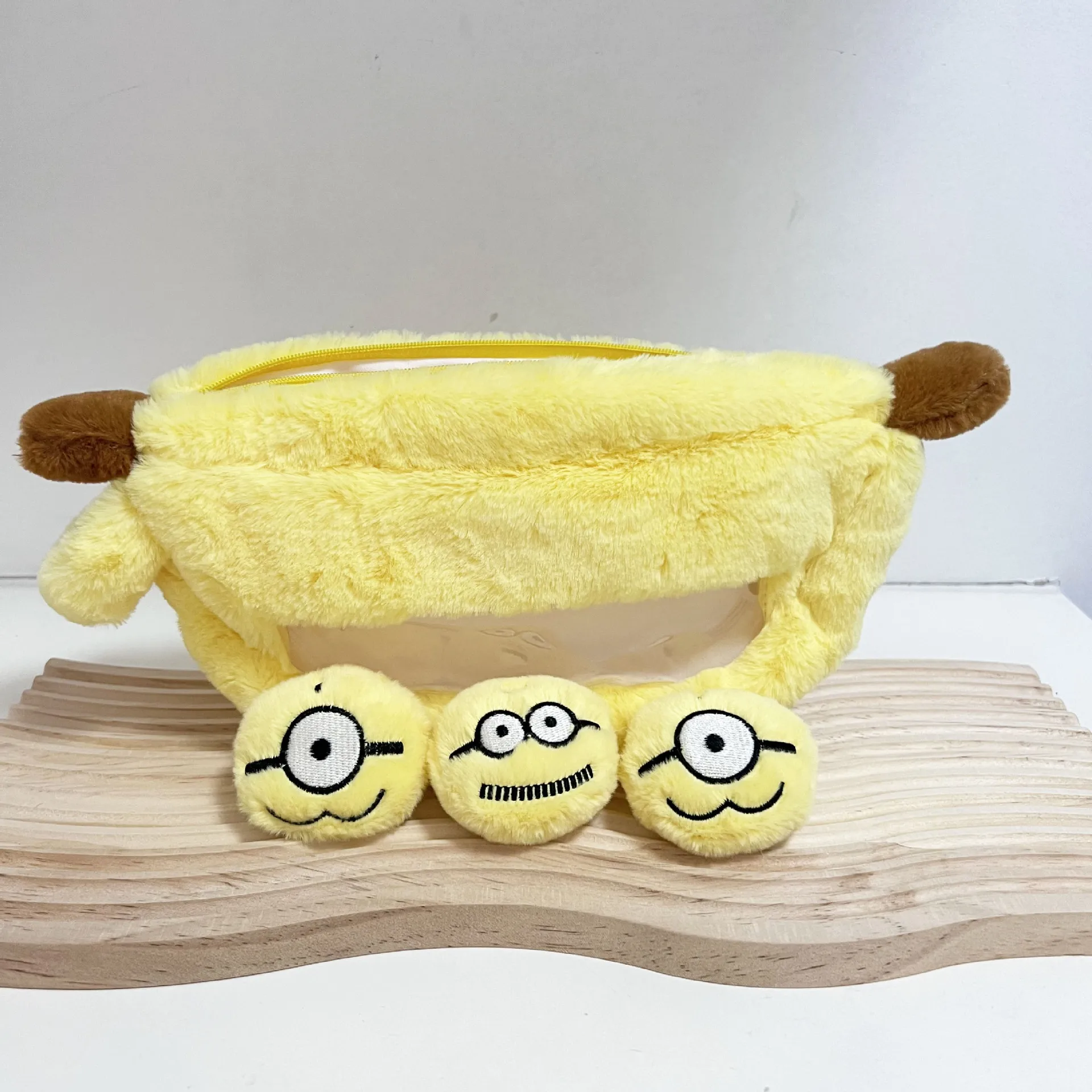 Minions Despicable Me Cute Cartoon Plush Handbags Kawaii Backpack Banana Pen Case Fluffy Cosmetic Bag Periphery Storage Bag Gift