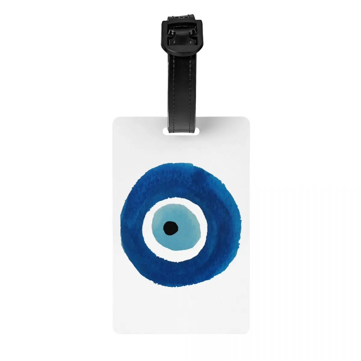 Custom Watercolor Evil Eye Nazar Painting Luggage Tag Hamsa Lucky Charm Travel Bag Suitcase Privacy Cover ID Label