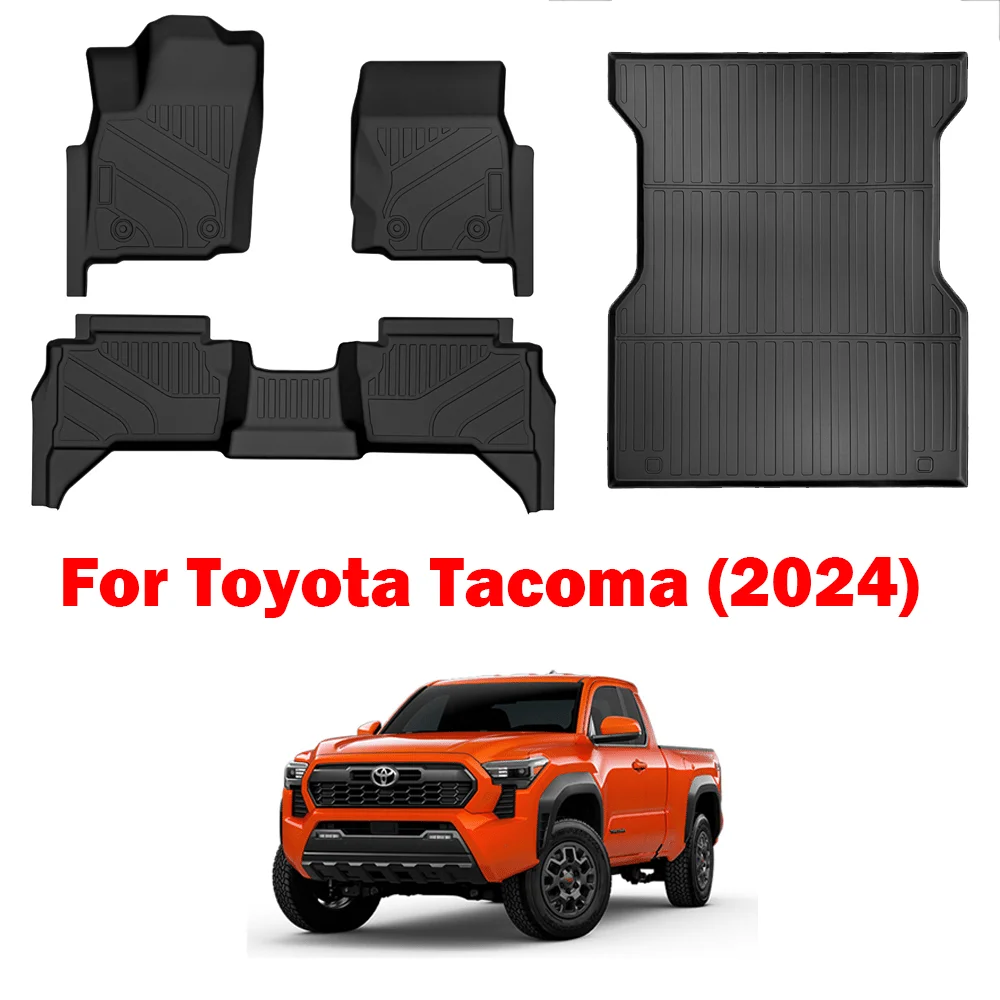 

Коврики TPE для Toyota Tacoma 2024 года, двойной напольный коврик для кабины, всепогодный напольный коврик TPE на заказ спереди и сзади, 2 ряда, полный комплект противоскользящего коврика