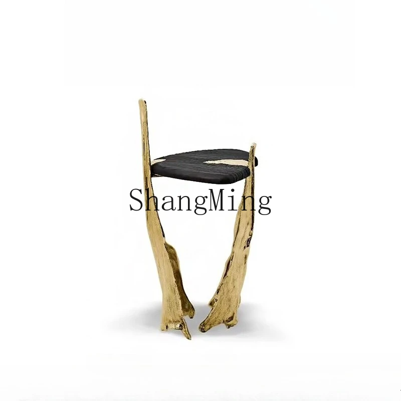 

DSA home creative solid wood brass edge villa living room sofa next to the high-end corner table