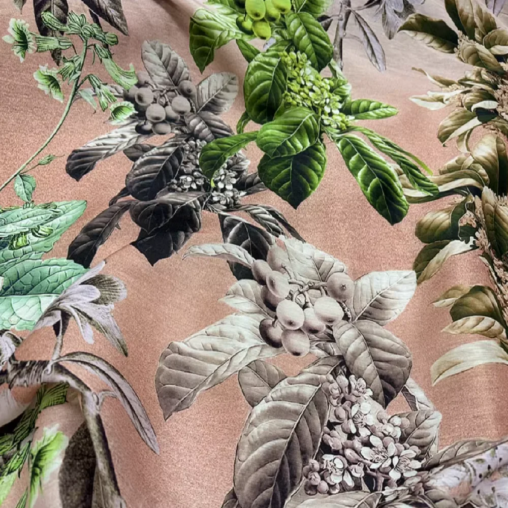 Vivid Loquat Natural Digital Printing Discount Floral Silk linen Fabric for Lady Sunscreen Breathable Kimono Tippet Robe