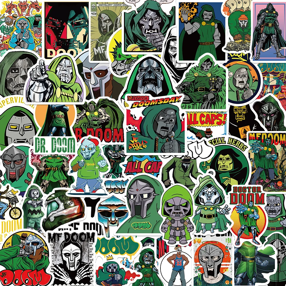 50Pcs Hip Hop Rapper Mf Doom Stickers Singer Fan Gift DIY Decoration Phone Cup Luggage Scrapbook Laptop Helment Car Guitar Decal