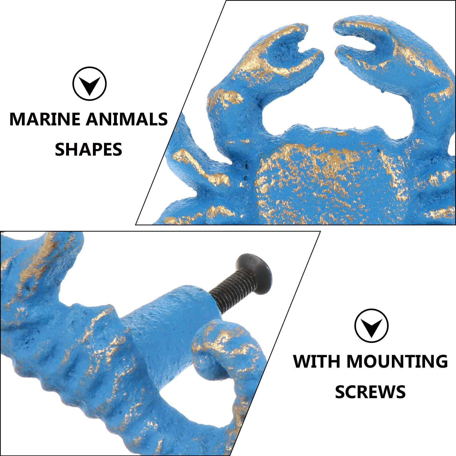 

1Set Vintage Marine Animal Cabinet Drawer Handles Iron Knobs Easy Install Creative Handles for Wardrobe Door Cabinet Knob