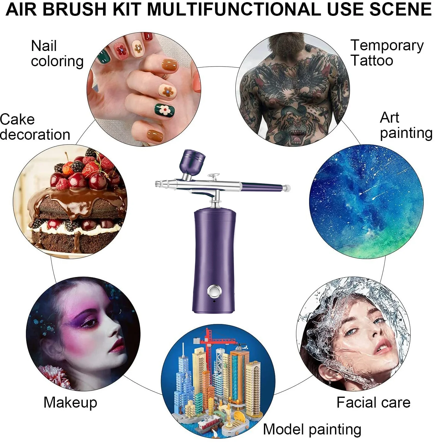 Pakiss Cake Oplaadbare Sprayprinter Airbrush Compressor Kit Professionele waterzuurstofinjector