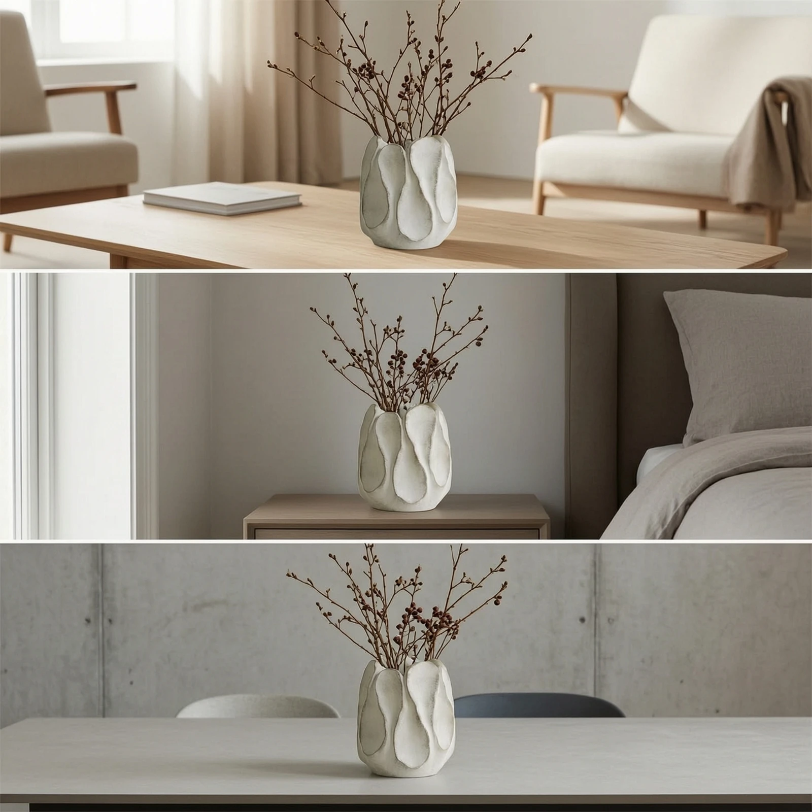 Tabletop Vase Irregular Sculptural Vase Flower Holder Minimalist Vessel Timeless for Decorators, Cabinet
