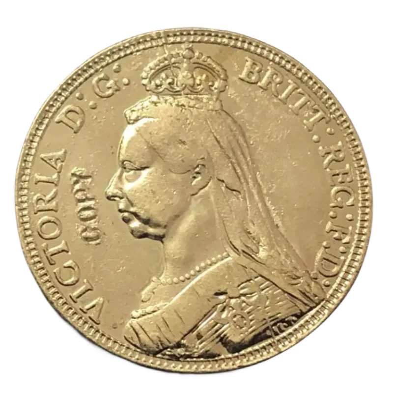 1890 United Kingdom 1 Sovereign - Victoria 2nd portrait .9999 pure Gold Plated Copy Coin