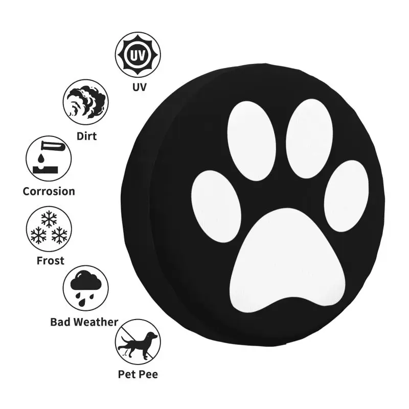 Custom White Paw Print Spare Wheel Tire Cover for Mitsubishi Animal Jeep RV SUV 4WD 4x4 Vehicle Accessories 14\