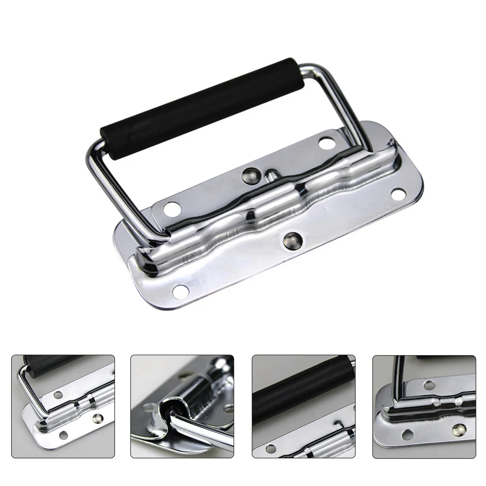

2pcs Stainless Steel Spring Pull Handle Rubber Grip For Cabinet Wardrobe Case Folding Furniture Handle Hardware Fittings