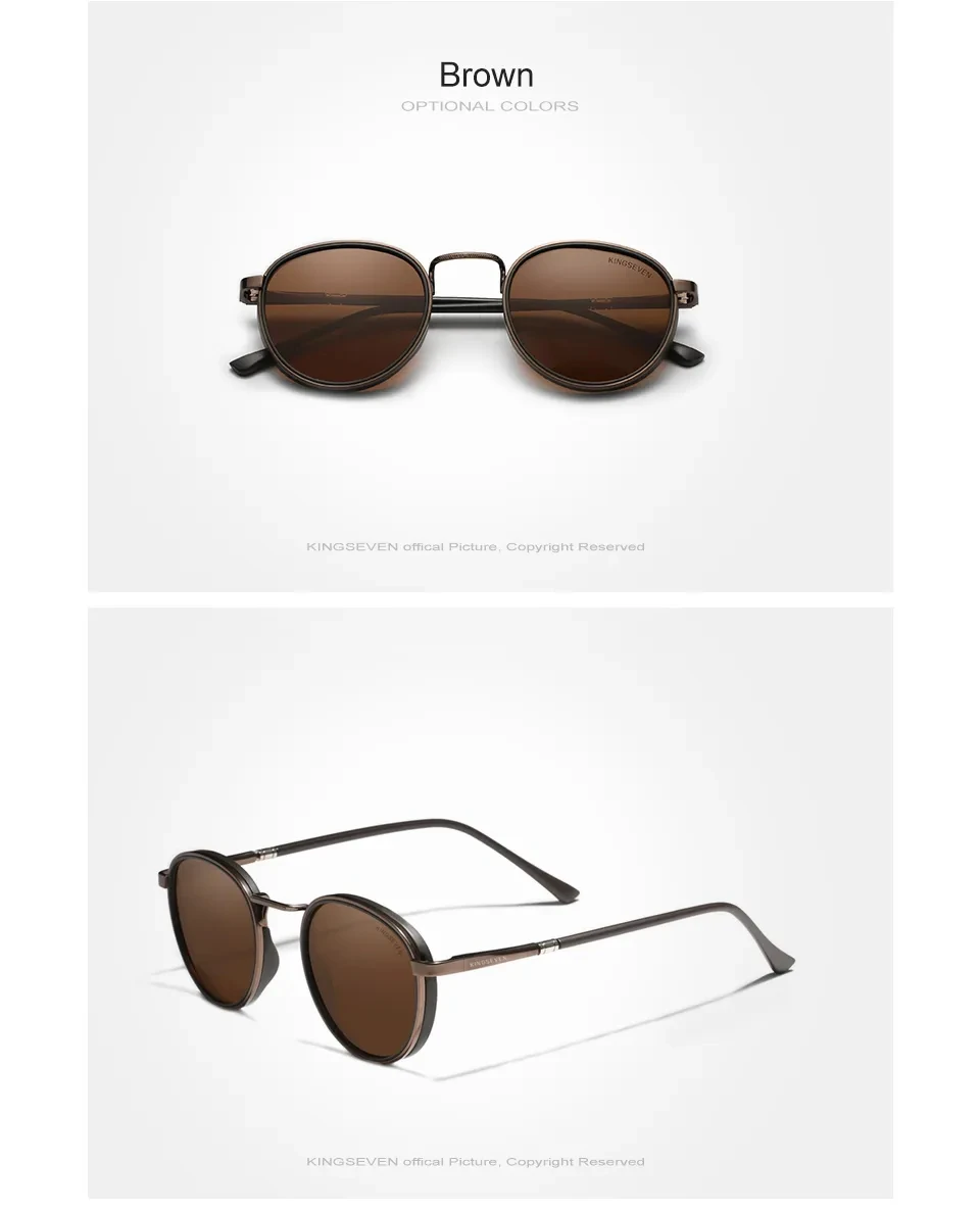 KINGSEVEN Runde Rahmen Sonnenbrille Für Männer Polarisierte UV400 Luxus Marke Design Vintage Frauen Brillen Schützen Hohe Qualität Gläser – Detail 8