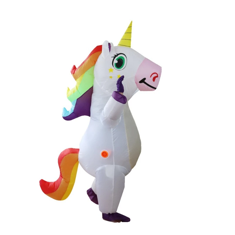 زي يونيكورن قابل للنفخ للبالغين - فستان تنكري لكامل الجسم للهالوين والكرنفال وعيد الميلاد وأزياء الحفلات