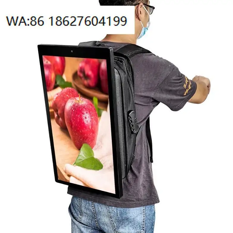 Custom Outdoor LCD Advertising Display Screen LED Backpack Player 21.5 Inch Mobile Digital Signage