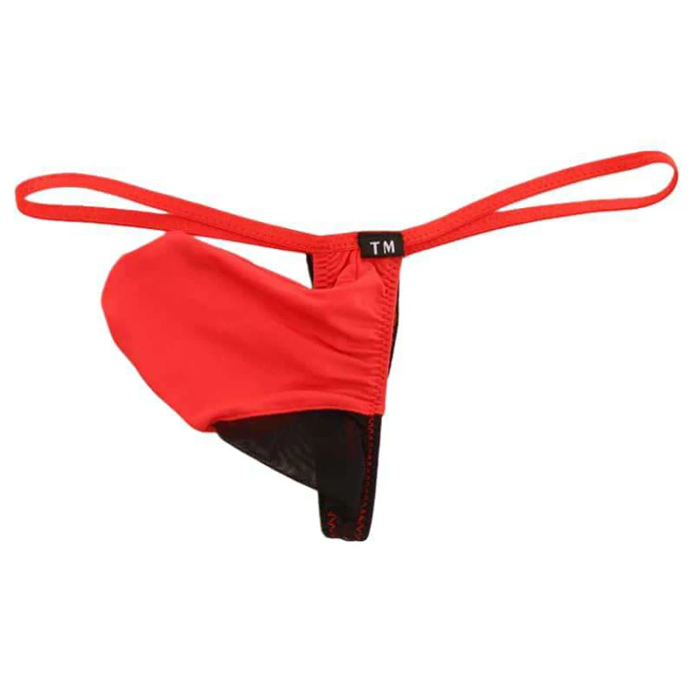 Comfortable Men's Thong Underwear Low Waist with Elastic Material and Unique Elephant Nose Color Blocking Design