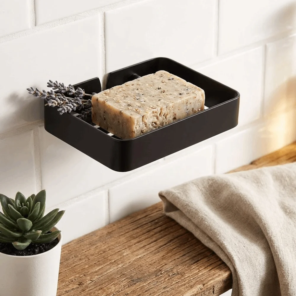 

304 Stainless Steel Stainless Steel Soap Holder White Black Colors Hollow Mesh Design Bathroom Soap Storage Quick Draining