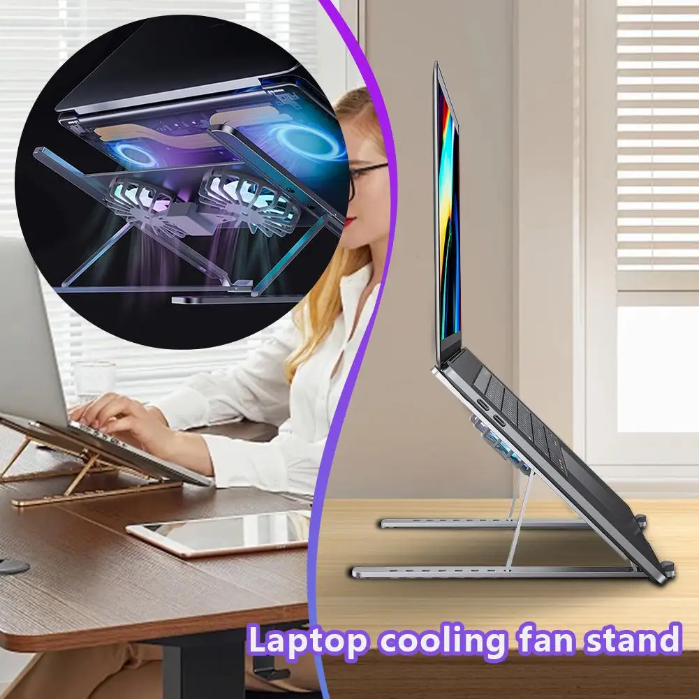 

Laptop Cooling Fan Stand Lightweight Portable Folding Cooling Base Dissipation Multi-angle Fan Heat Adjustment Effective V5N1