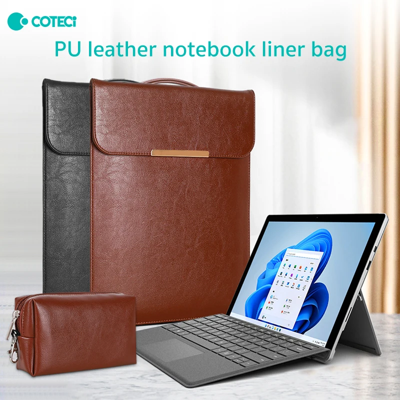 COTECi PU Leather Notebook Portable Liner Bag Laptop Case MacBook Air 13 Case Pro 14 Laptop Huawei Case Notebook Bag Power Pack