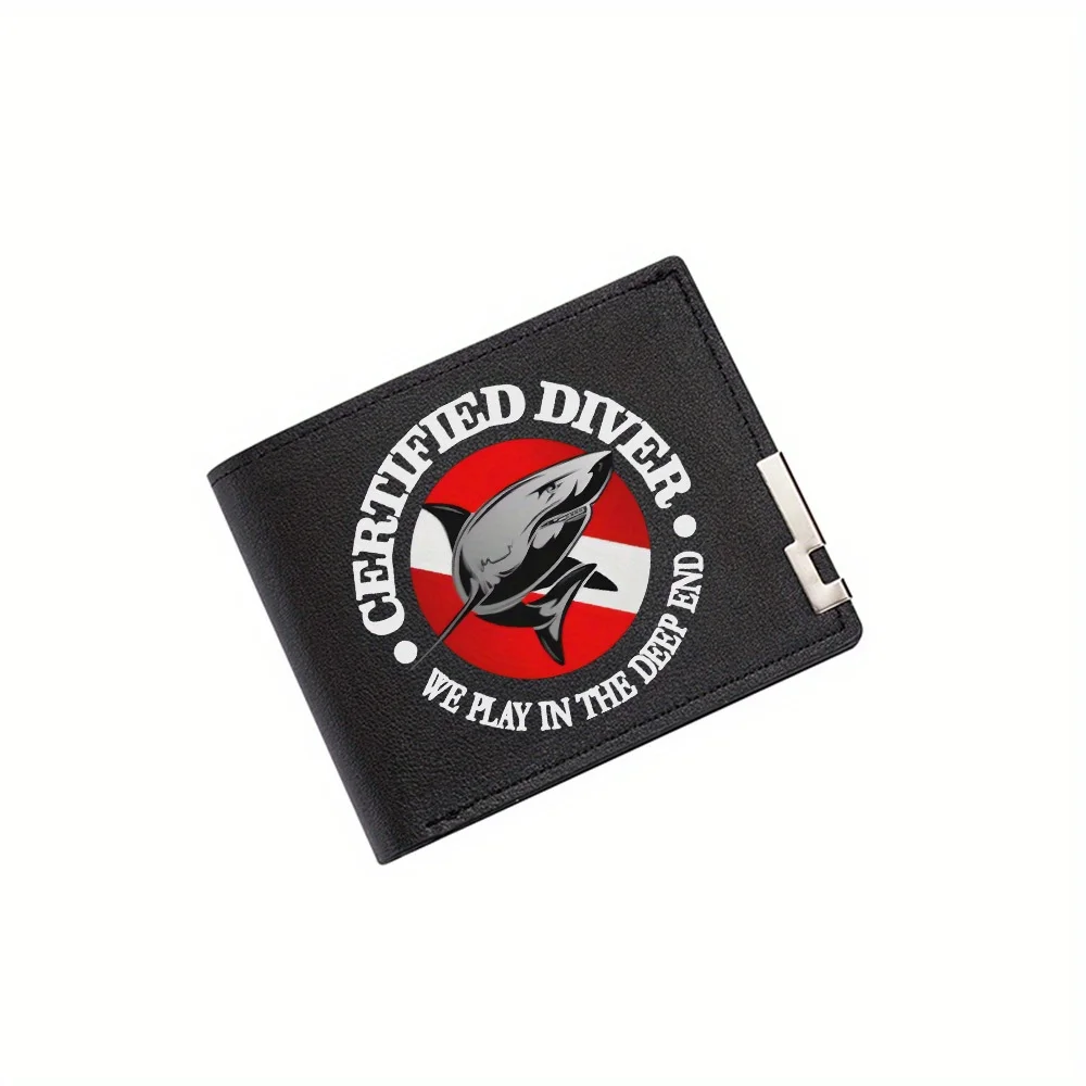 

Certified Diver shark emblem deep end Men's Wallet Printing Design Simple Modern Stylish Business Father's Boyfriend's Christmas