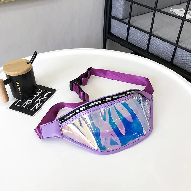 New Sports Fanny Pack Holographic Waist Bags Phone Pouch Waterproof Small Bag PVC Transparent Travel Storage Crossbody Chest Bag