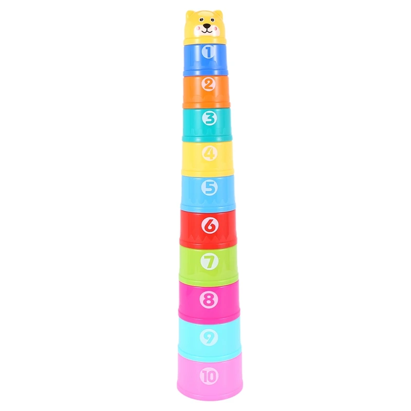 Stack Cup Toys Color Figures Folding Tower Funny Puzzle Piles Stacking Cup Letter Toy Kids Water Toys