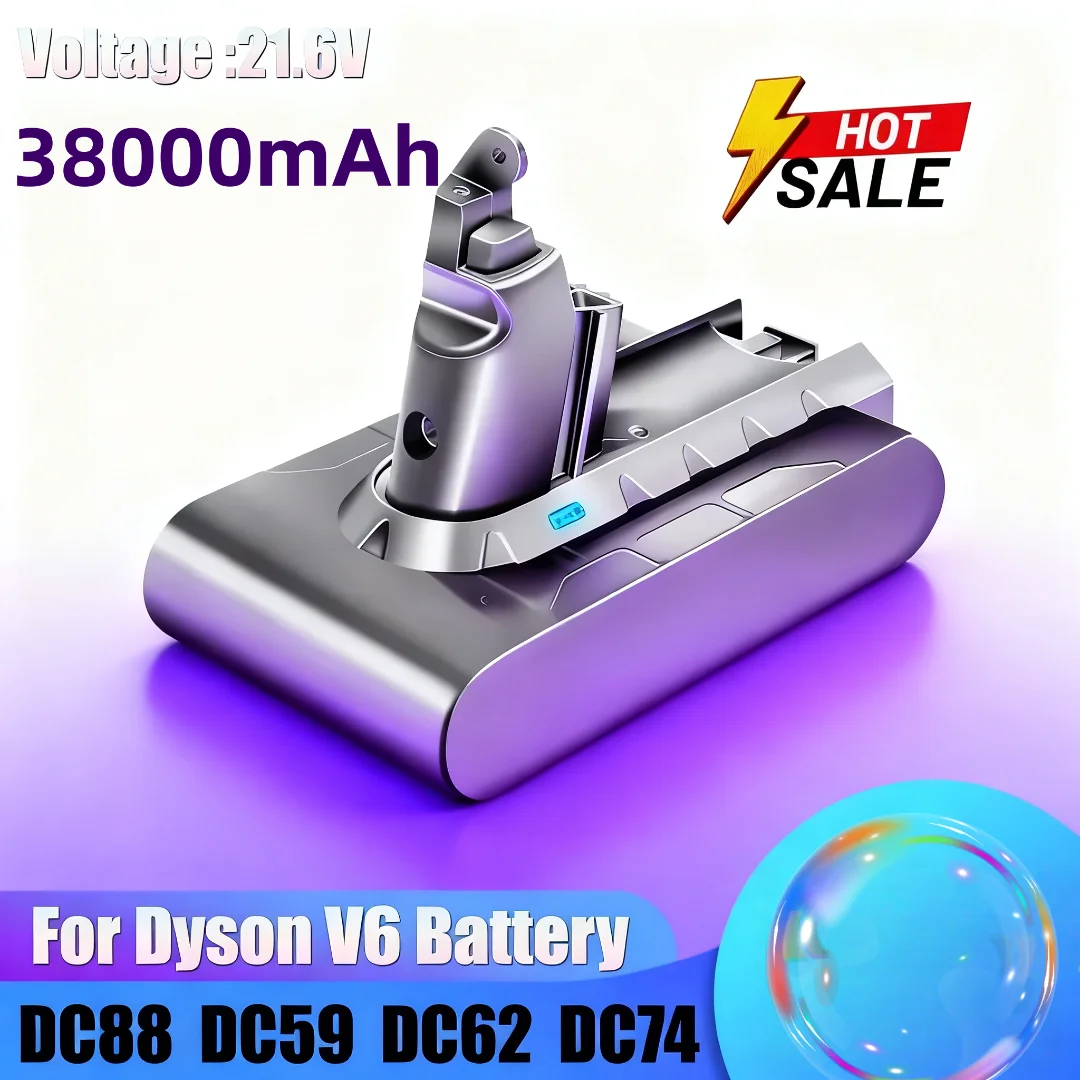 🍇 بطارية ليثيوم أيون جديدة عالية السعة21.6V12800mAh لبطارية دايسون V6 DC58 DC59 DC61 DC62 مكنسة كهربائية SV09 SV07 SV03 SV04 SV06